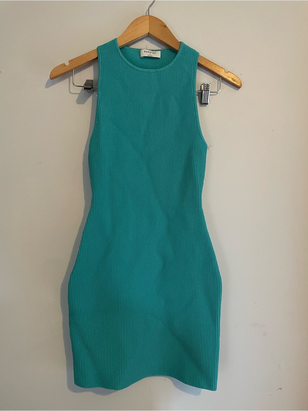 BABATON | Ribbed Turquoise Fitted Dress